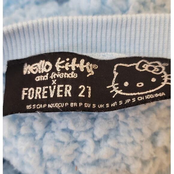 Hello Kitty Sweatshirt Womens Jr's Small Fleece Embroidered Cropped Eclectic Top - Picture 4 of 5
